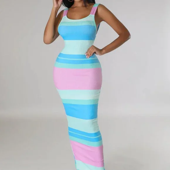 Gleam On Pastel Maxi Dress | Color: Blue/Pink | Size: M | Nouviqueapparel's Closet